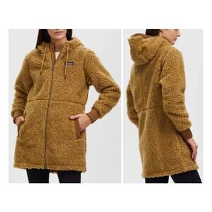 Patagonia Dusty Mesa Sherpa Fleece Mid-Thigh Zip Front Winter Hooded Parka Small